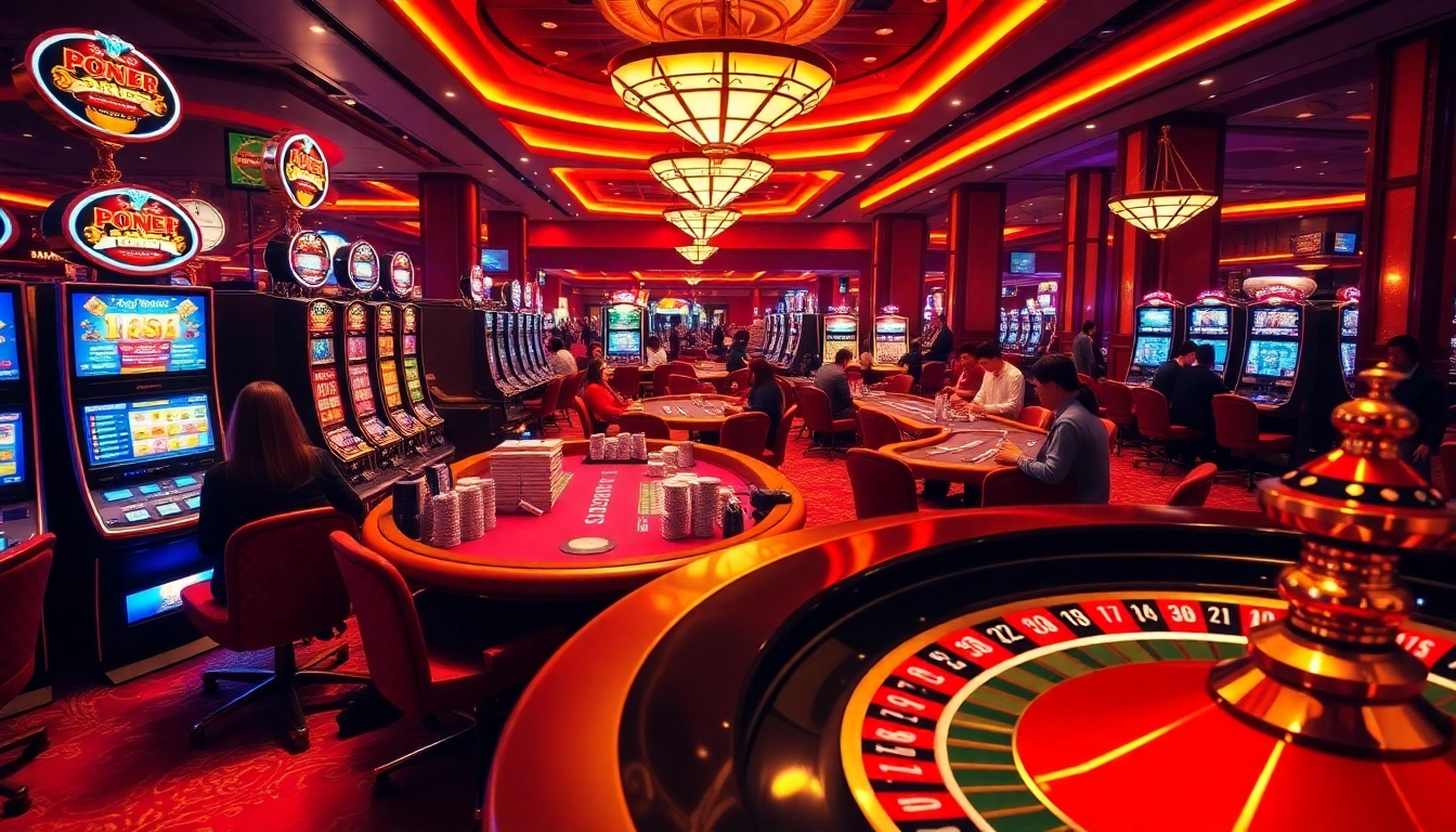 Experience the thrill of gambling at 88AA Vina casino with players engaged in thrilling games.