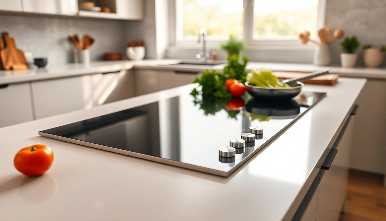 Cooking on the best induction hob in a modern kitchen with fresh ingredients.