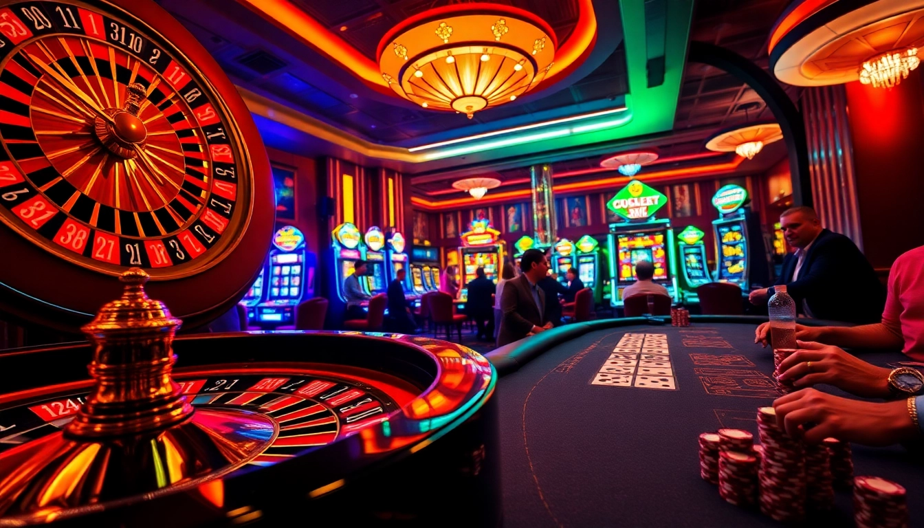 Experience the thrill of the e28 casino with sleek slot machines and an exhilarating poker table.
