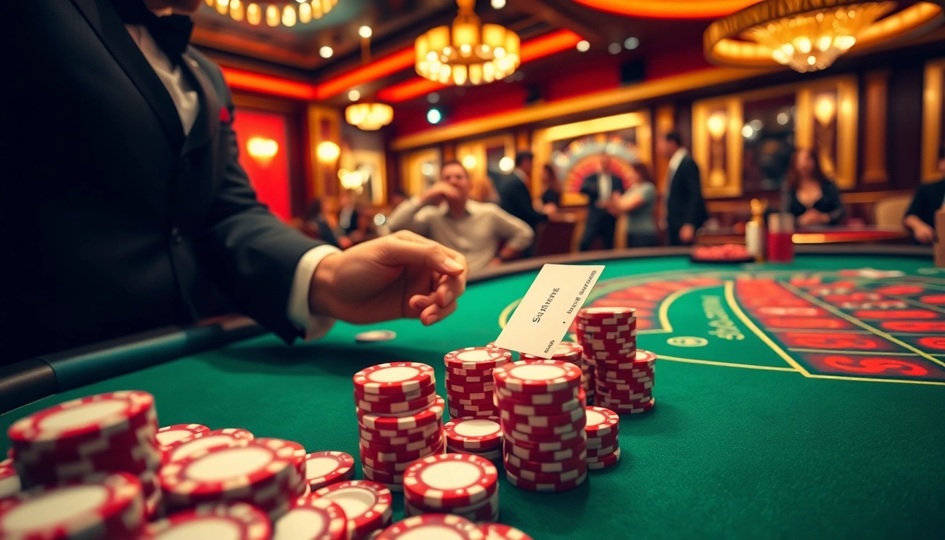 Experience the thrill of gambling at Phdream PH with high-stake poker chips and an engaging blackjack table.