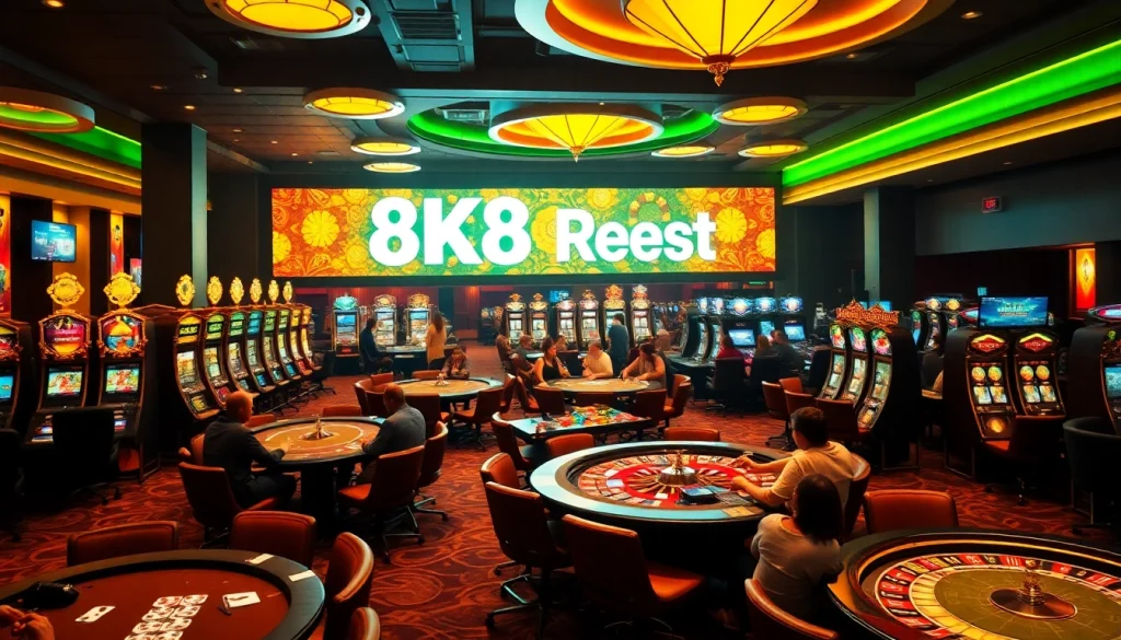 Experience the thrill of 8K8 Rest with vibrant casino gaming including live dealers and slot machines.